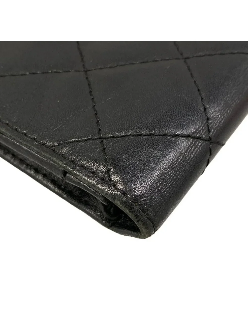 Chanel Wallet Cambon Line Black Silver Leather Lambskin